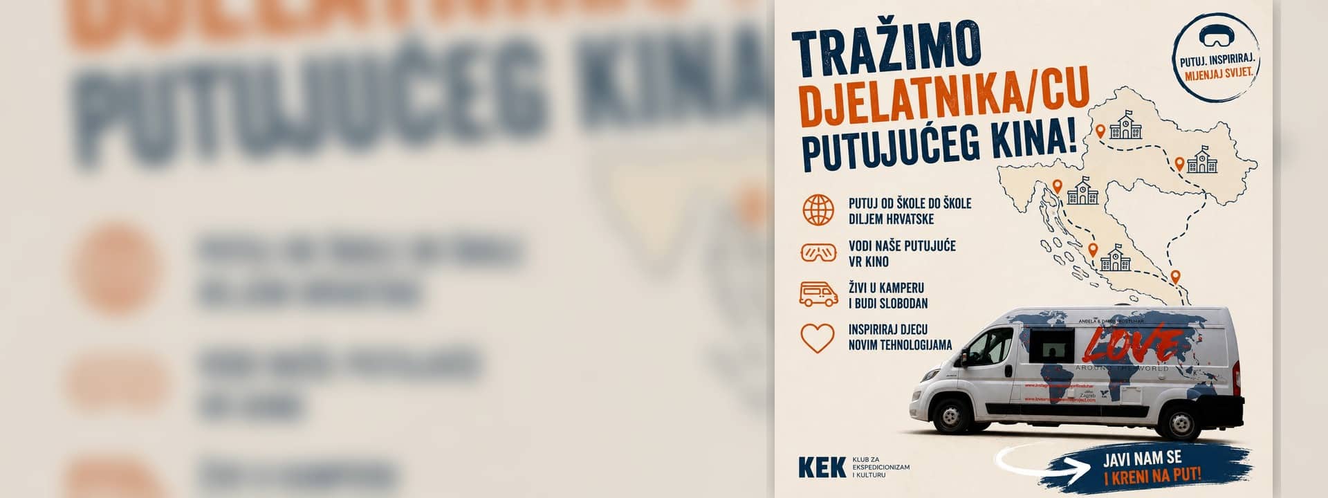 Oglas za posao djelatnik putujućeg VR kina KEK